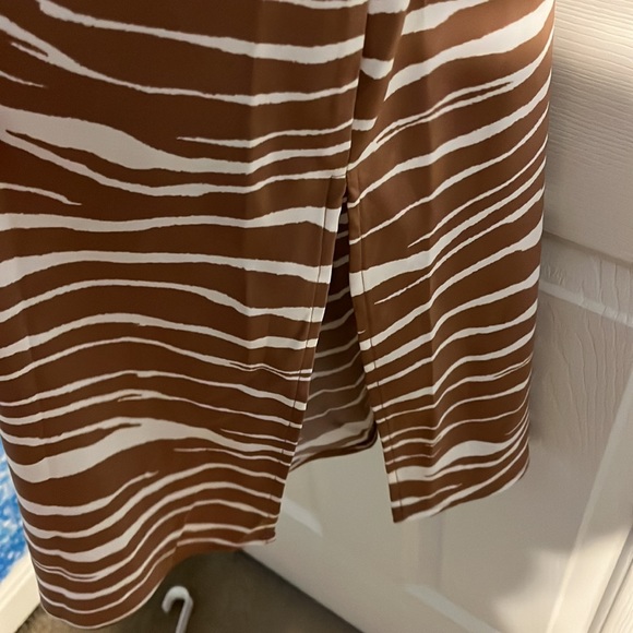 NWT A New Day Brown white stripe Midi Dress - Picture 3 of 4